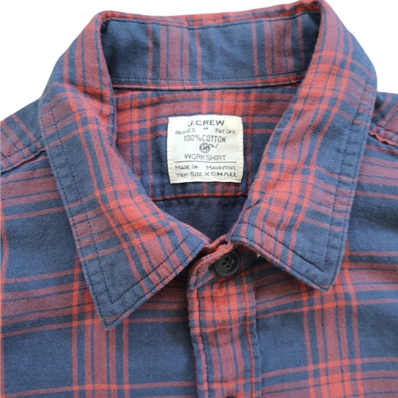 J Crew Men's Red Plaid Workshirt Button Down - Picture 5 of 9